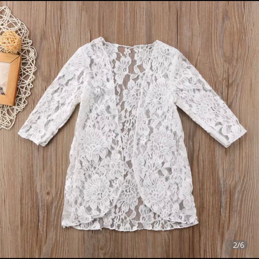 Girls lace top, swim cover up size 3-4 years